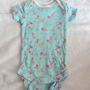 Gerber blue floral onesie. Size 0-3 months